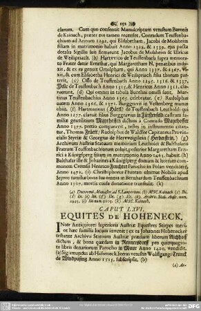 Caput LXVI. Equites de Hoheneck