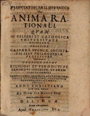 Disp. philos. de anima rationali