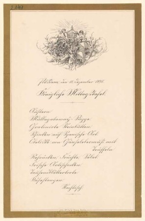Menükarte : Königliche Mittagstafel