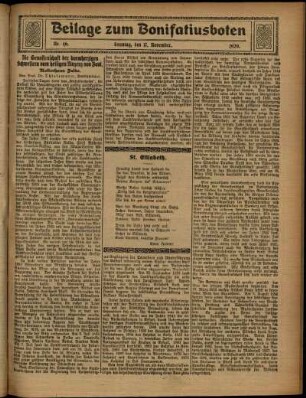 Zweite Ausgabe vom Sonntag, den 17. November 1929.