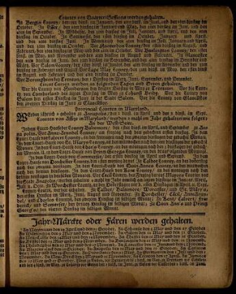 Jahr-Märckte oder Fären werden gehalten