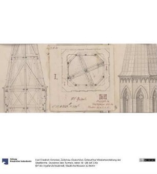 Züllichau (Sulechów). Entwurf zur Wiederherstellung der Stadtkirche. Grundriss des Turmes