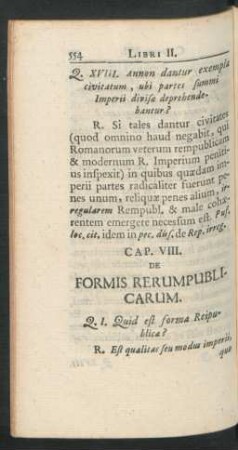Cap. VIII. De Formis Rerumpublicarum