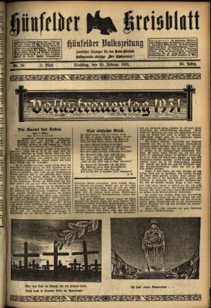 Dritte Ausgabe vom Samstag, den 28. Februar 1931.