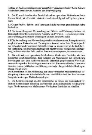 Rechtsgrundlagen und gesetzlicher Regelungsbedarf beim Einsatz Verdeckter Ermittler im Rahmen der Strafverfolgung