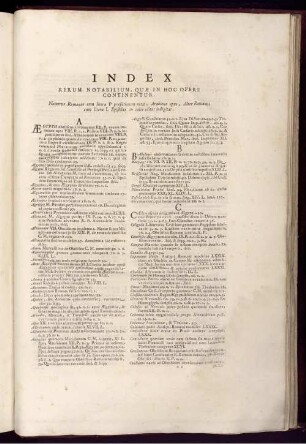 Index Rerum Notabilium, Quæ In Hoc Opere Continentur.