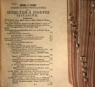 Dissertatio Philologica De Sepultura Josephi Patriarchae : ex Hebraeorum maxime Commentariis ad Gen, L, 24. 25. 26. Exod. XIII, 19. Jos. XXIV, 32. conscripta