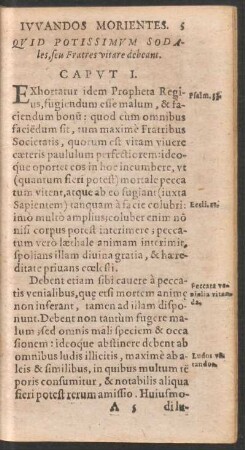 Quid Potissimum Sodales, seu Fratres vitare debeant. Caput I.