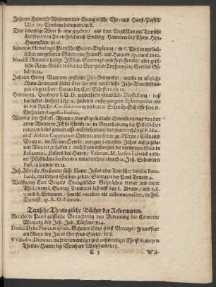 Teutsche Theologische Bücher der Reformirten.