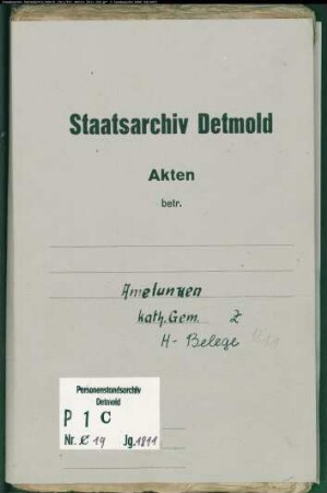 Belegakten zum Heiratsregister der katholischen Gemeinde Amelunxen, Kreis Höxter (1811)