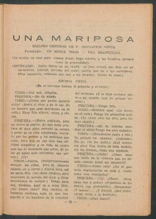 Una mariposa : Diálogo original de F. Desfilippis Novoa