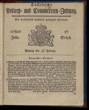 5tes Stueck, Montag den 4ten Februar. 1782