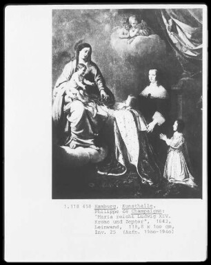 Maria reicht Ludwig 14. Krone und Zepter