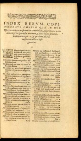 Index Rerum Copiosissimus ...