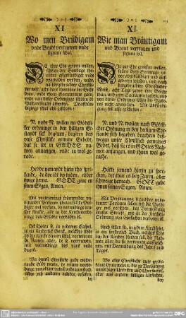 XI. Wie man Bräutigam und Braut vertrauen und segnen soll