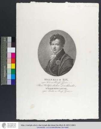 Heinrich XIX, regier. Fürst zu Reuss-Greiz c. c. / Richter pinx. ; Rosmäsler sclp.