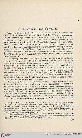 III. Kunstform und Schmuck