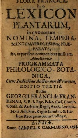 Flora Francica : h.e. lexicon plantarum hactenus usualium