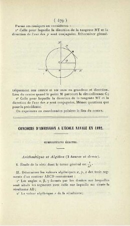Concours d'admission a l'École Navale en 1892.