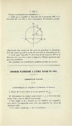 Concours d'admission a l'École Navale en 1892.