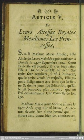 Article V. De Leurs Altesses Royales Mesdames Les Princes