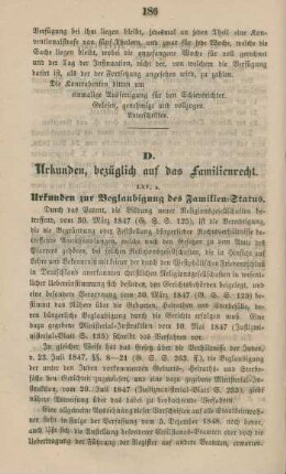 D. Urkunden, bezüglich auf das Familienrecht.