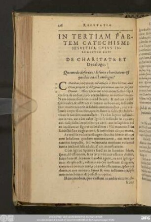 In Tertiam Partem Catechismi Iesuitici, Cuius Inscriptio Est: De Charitate Et Decalogo.