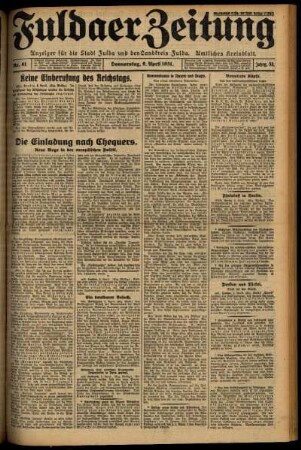 Ausgabe vom Donnerstag, den 09. April 1931.