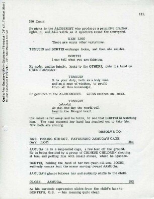 Englisches Drehbuch (letzte Fassung vom 17.06.1964, Auszug)