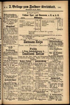 Dritte Ausgabe vom Samstag, den 20. April 1901.