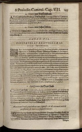 Caput VII. Civitates Et Respublicae Liberae Imperiales