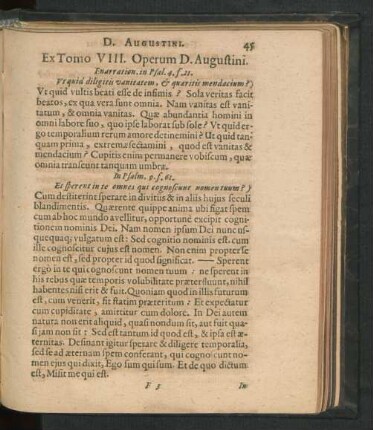 Ex Tomo VIII. Operum D. Augustini.