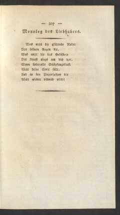 Monolog des Liebhabers.