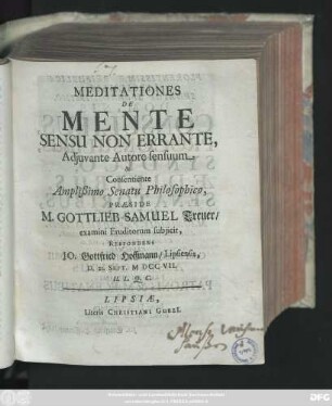 Meditationes De Mente Sensu Non Errante
