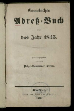 1845: Casselsches Adreß-Buch : für das Jahr 1845