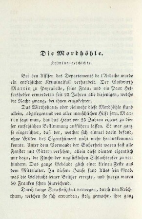 Die Mordhöhle. Kriminalgeschichte