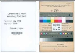 Entnazifizierung Hans Schmitz , geb. 09.08.1915 (Kaufmaennischer Angestellter)