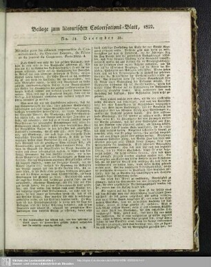 Beilage zum literarischen Conversations-Blatt, 1822. No. 31 [32]. December 31.