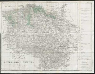 Post-Karte des Königreichs Hannover und der angrenzenden Länder 1819