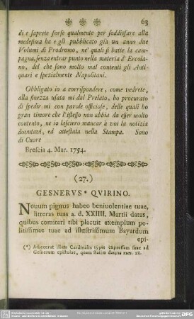 (27.) Gesnerus * Quirino
