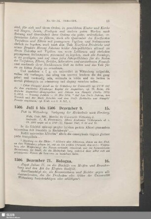 15. 1506, Juli 4 bis 1506, Dezember 9