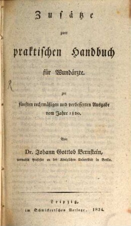 Praktisches Handbuch für Wundärzte : nach alphabetischer Ordnung, 5. Zusätze