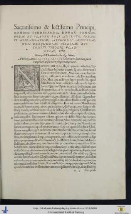 Sacratissimo et lectissimo Principi Domino Ferdinando ...