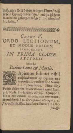In Prima Classe Rectoris ...