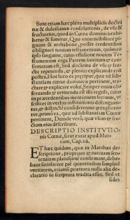 Descriptio Institutionis Coenae, sicut extat apud Marcum, Cap. 14.