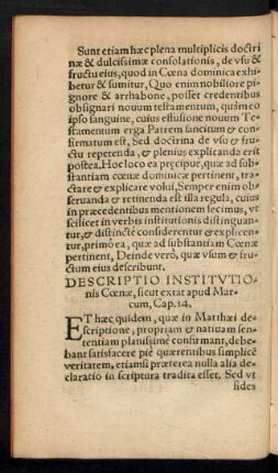 Descriptio Institutionis Coenae, sicut extat apud Marcum, Cap. 14.
