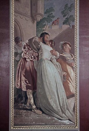 Szene aus Götz von Berlichingen: Götz nimmt Abschied von seiner Schwester Marie und seinem Schwager Franz von Sickingen