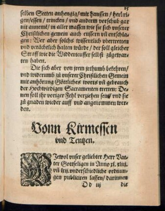 Von Kirmessen und Tentzen.