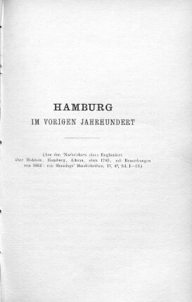 Hamburg im vorigen Jahrhundert