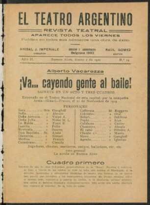 1920001400: ¡Va ... cayendo gente al baile! : sainete en un acto y tres cuadros